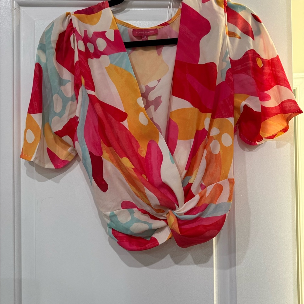 Flying Tomato Colorful Women's Cropped Top